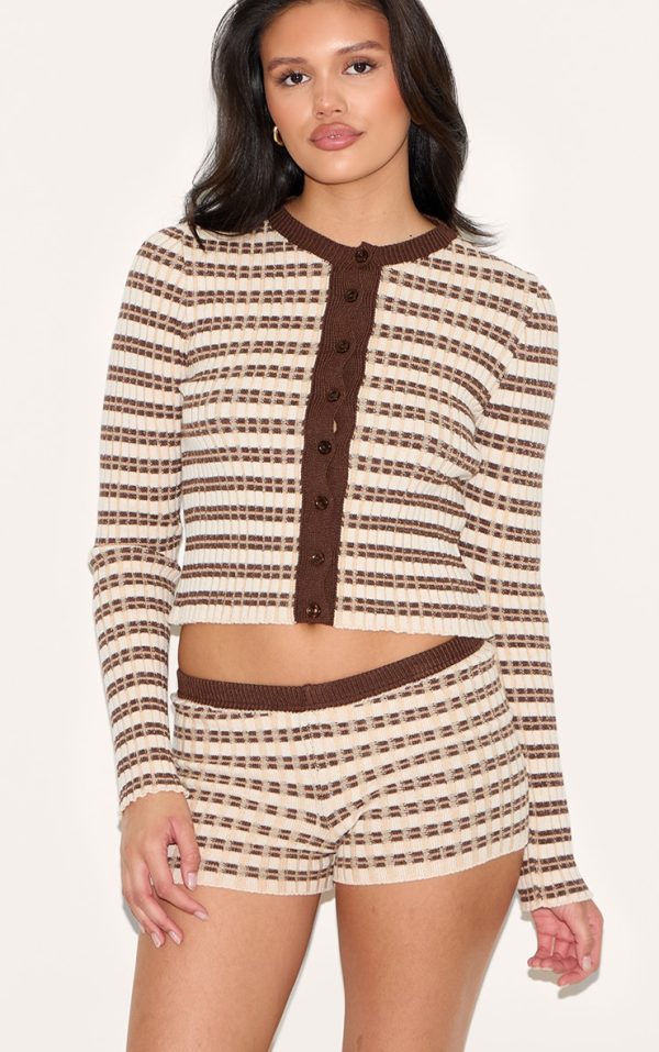 Chocolate Stripe Knitted Shorts
