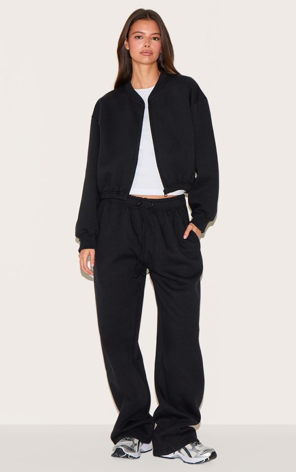 Black Drawcord Hem Oversized Sweatpants