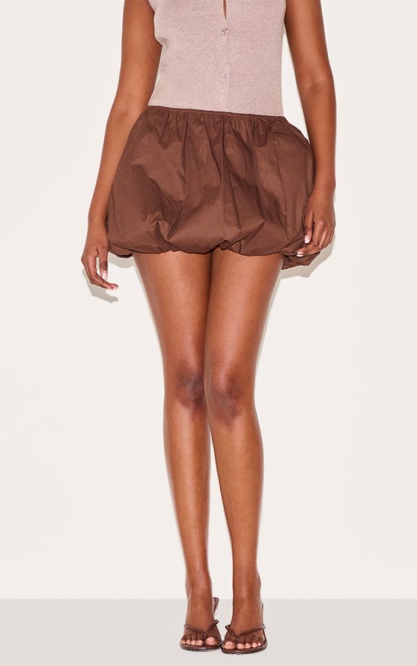 Dark Chocolate Cotton Puffball Mini Skirt