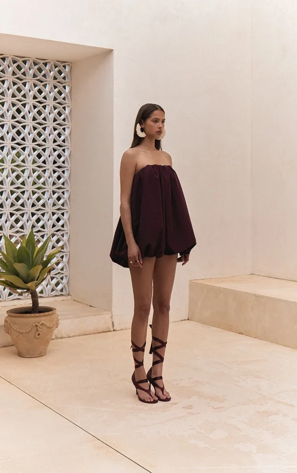 Dark Plum Puffball Romper