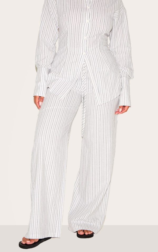 Shape Stone Striped Elasticated Waist Wide Leg Pants