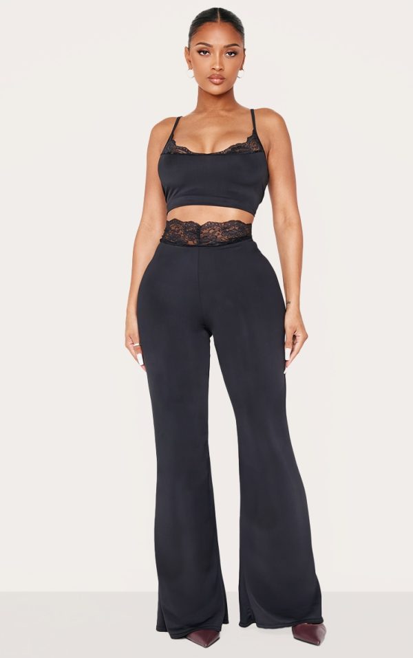 Shape Black Sculpt Lace Trim Flared Pants
