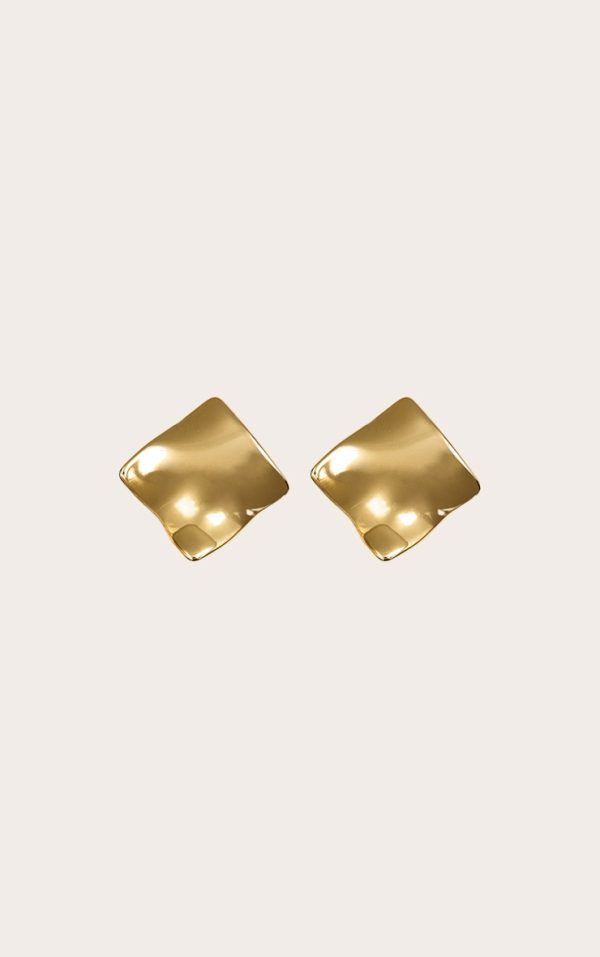 Gold Water Resistant Crinkle Twist Stud Earrings