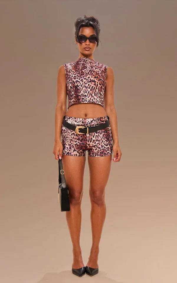Brown Leopard Print Hotpants