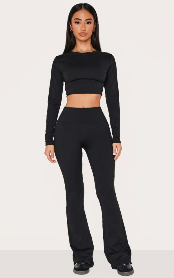 Petite Black Sculpt High Waist Flared Yoga Pants