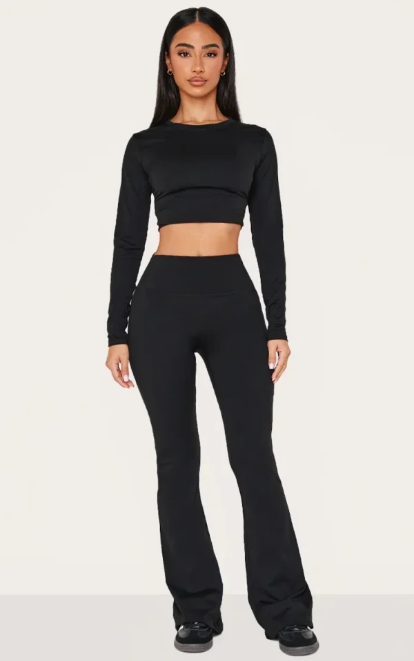 Petite Black Sculpt High Waist Flared Yoga Pants