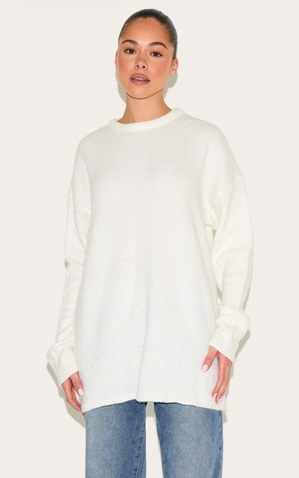 Cream Soft Knit Oversized Sweater