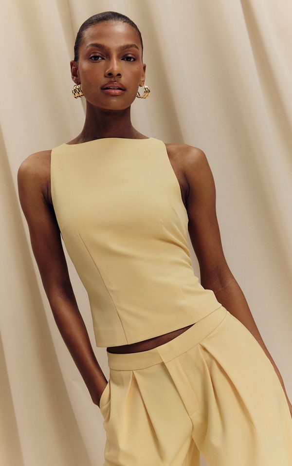 Lemon Racer Neck Detail Top