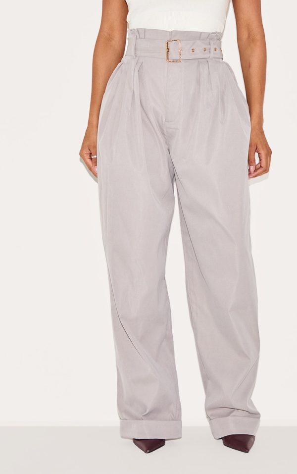 Shape Charcoal High Waisted Belted Paperbag Pants