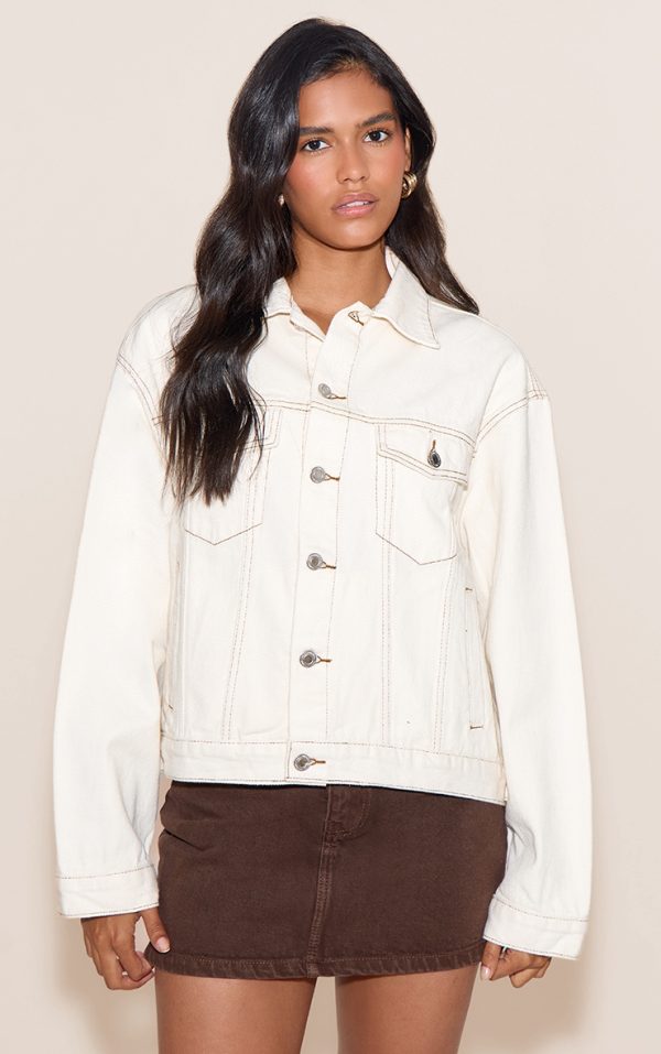 Ecru Oversized Classic Denim Jacket