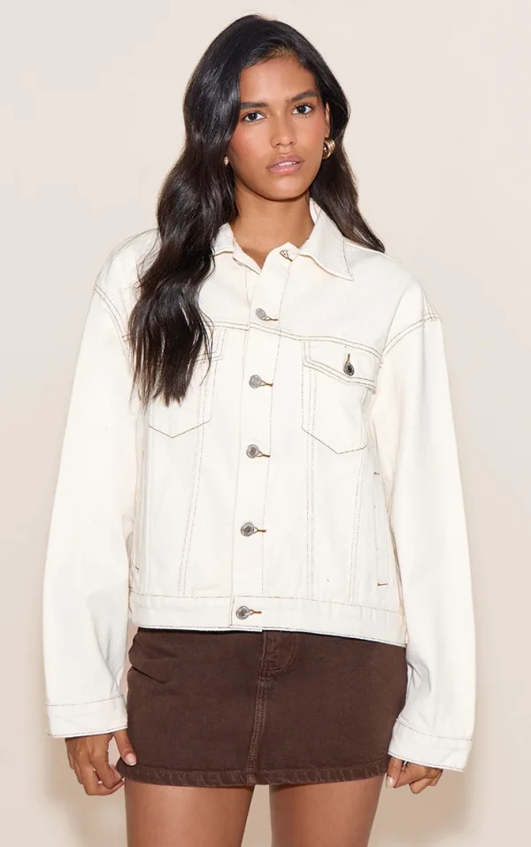 Ecru Oversized Classic Denim Jacket