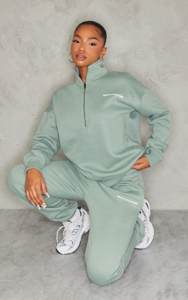 PRETTYLITTLETHING Sea Green Printed Sweatshirt