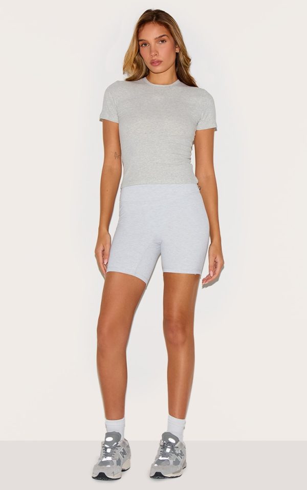 Ash Grey Marl Ultimate Sculpt High Waist Gym Shorts