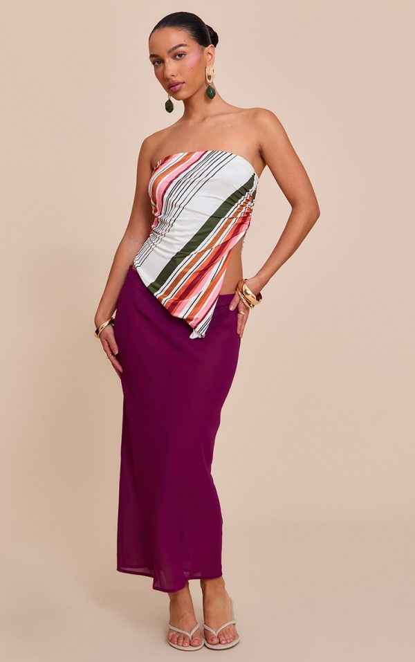 Fuschia Sheer Chiffon Midaxi Skirt