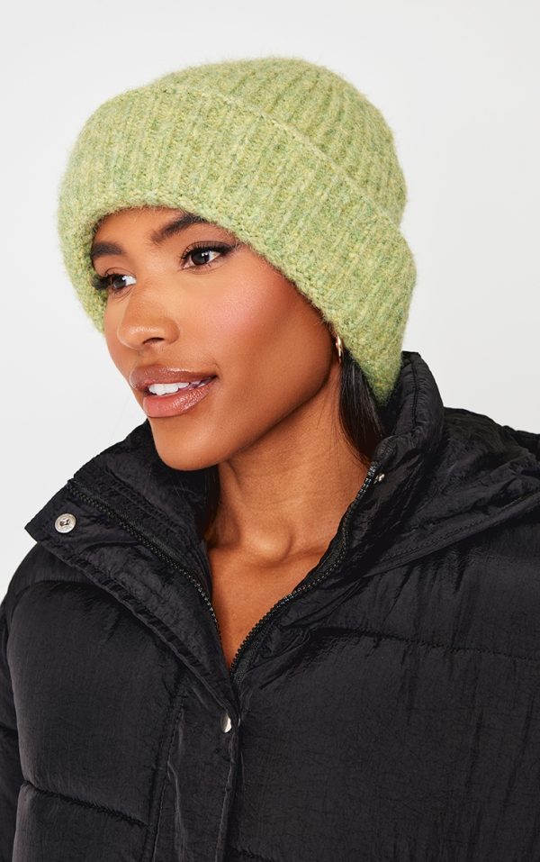 Olive Chunky Knit Beanie