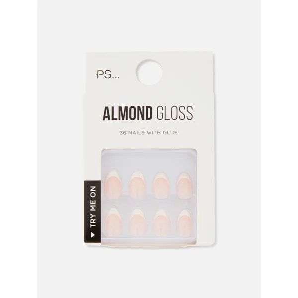 36-Pack PS... Almond Gloss French Faux Nails - Nude