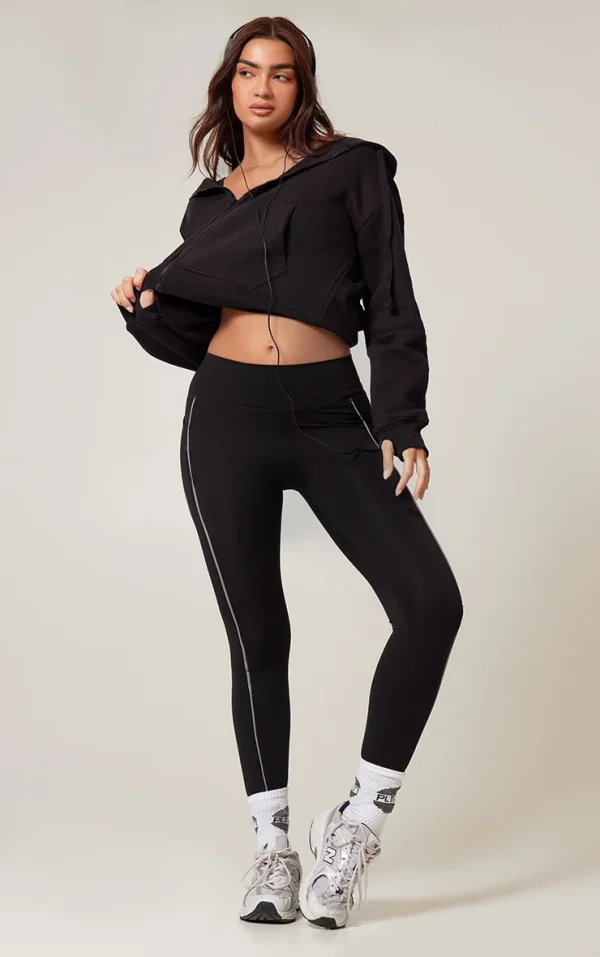 PLT RUN Black Sculpt Reflective Pocket Detail Legging