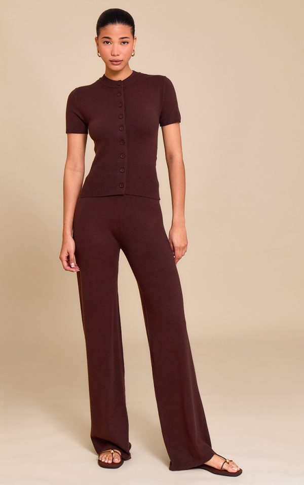 Chocolate  Knit Wide Leg Pants