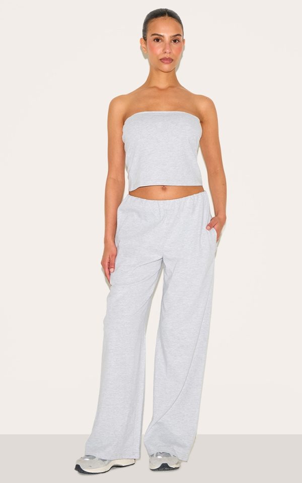 Petite Ash Grey Wide Leg Elasticated Waist Wide Pants