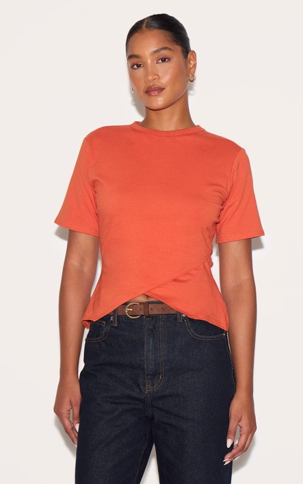 Paprika Cotton Ruched Side Detail T Shirt
