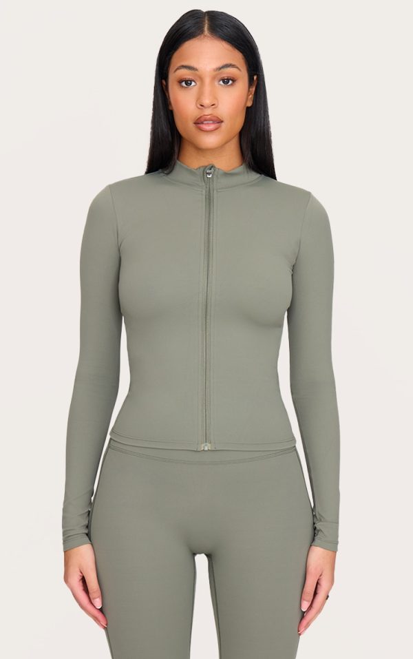 Tall Olive Basic Sculpt Zip Jacket