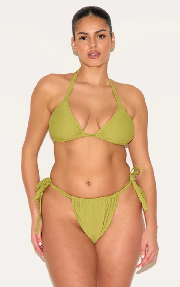 Plus Olive Basic Triangle Bikini Top