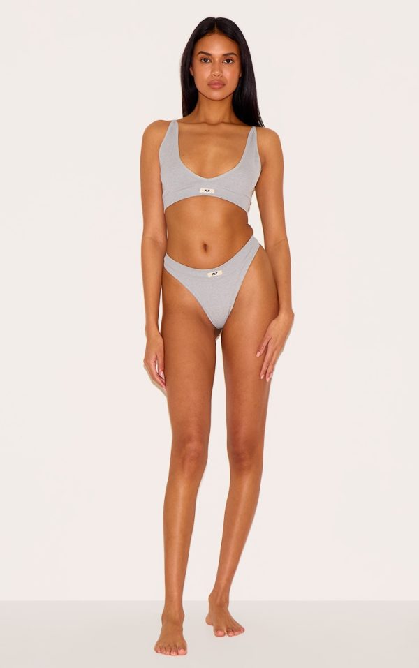 PRETTYLITTLETHING Grey Badge Seamless Thong