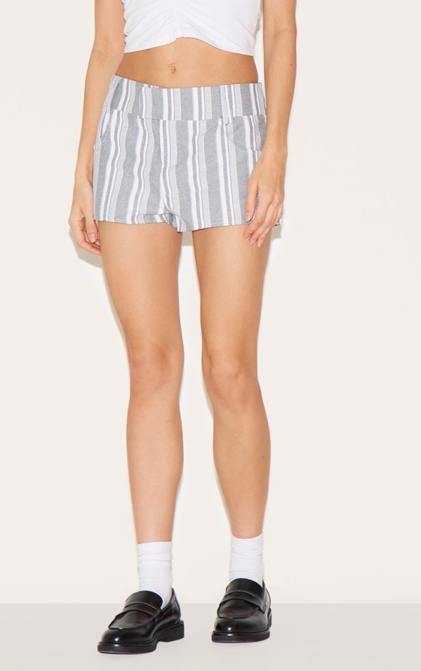 Monochrome Pinstripe Woven Mini Shorts