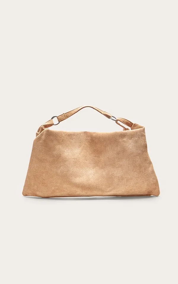 Sand Faux Suede Slouchy Shoulder Bag