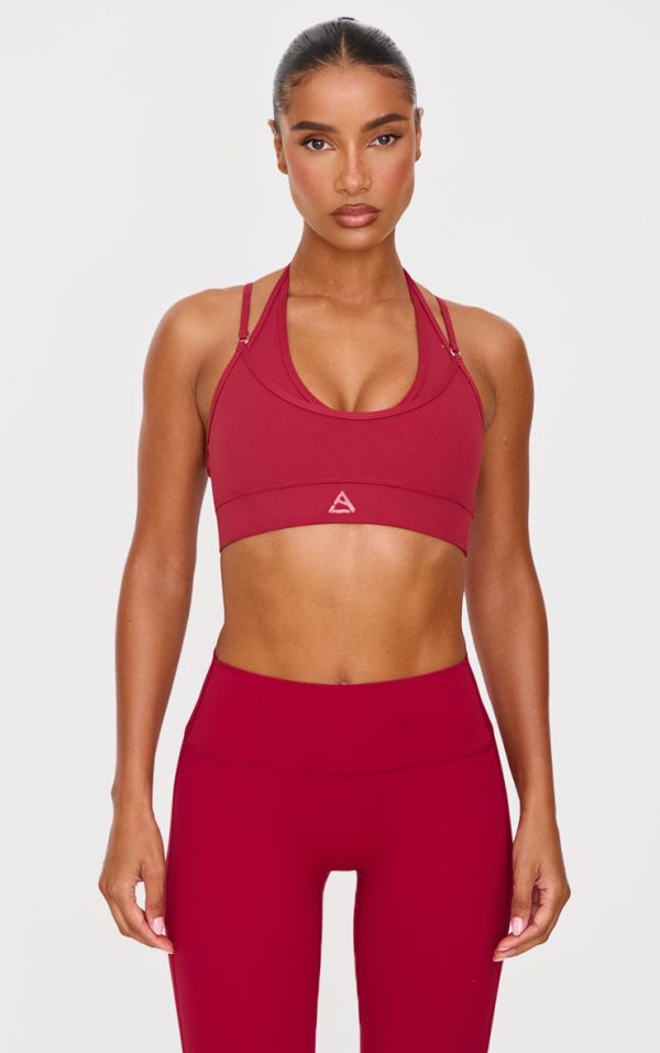 Dark Red Double Layered Sports Bra
