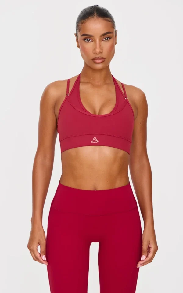 Dark Red Double Layered Sports Bra