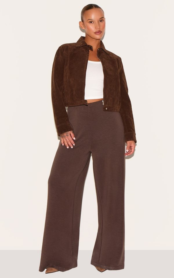 Plus Chocolate  Modal Wide Leg High Waist Pants