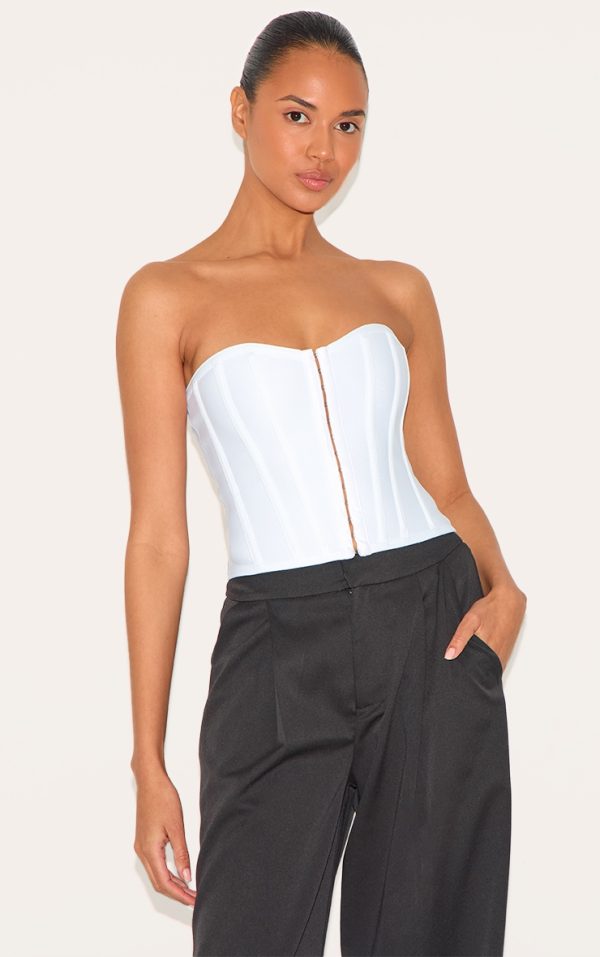White Bandage Hook And Eye Structured Corset