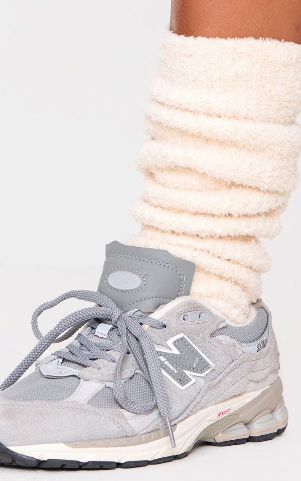 Cream Cosy Knit Rib Leg Warmers