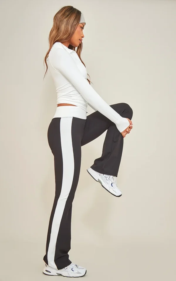 Black Sculpt Contrast Panel Yoga Pants