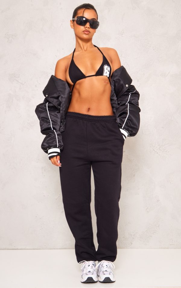 Black Sweat Cuffed High Waist Sweatpants