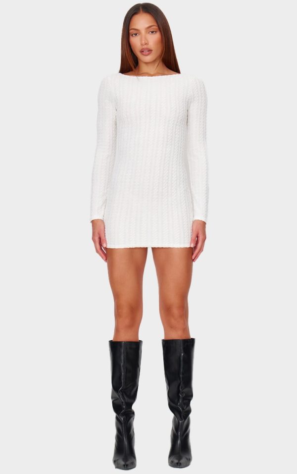 Cream Towel Boat Neck Bodycon Dress