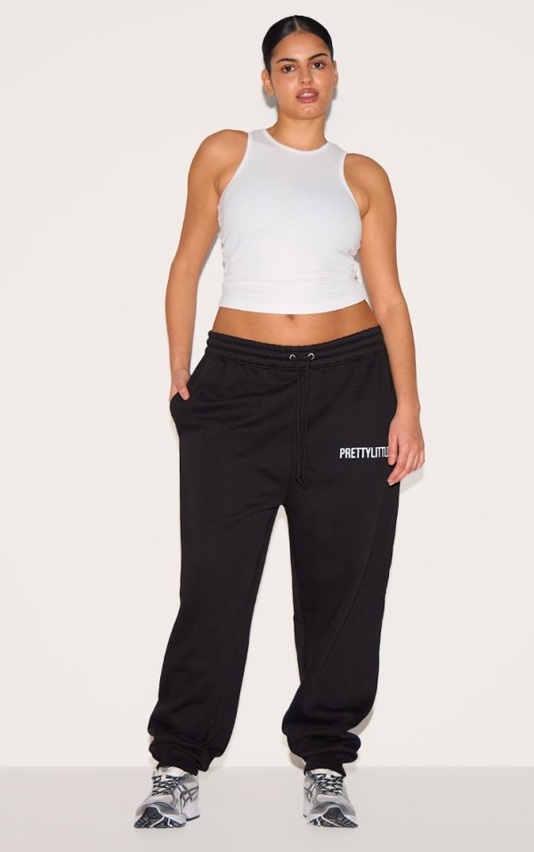 PRETTYLITTLETHING Plus Deep Black High Waisted Cuffed Sweatpants
