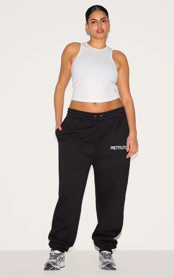 PRETTYLITTLETHING Plus Deep Black High Waisted Cuffed Sweatpants