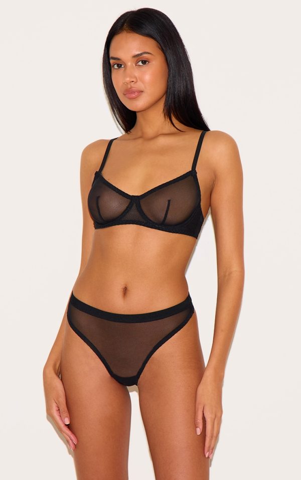 Black Mesh Underwired Bra
