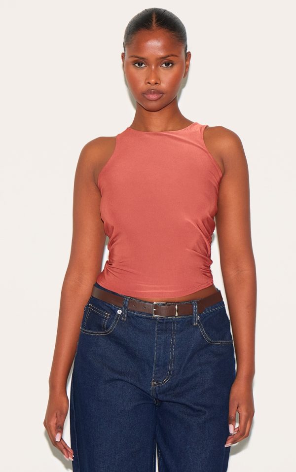 Paprika Soft Touch Asymmetric Hem Racer Vest