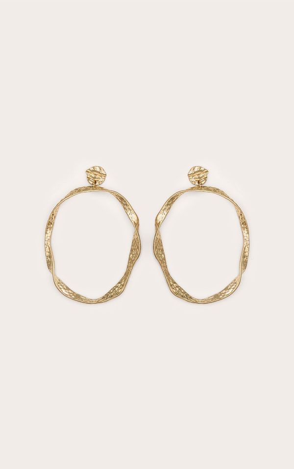 Gold Crinkle Oversized Hoop Earrings