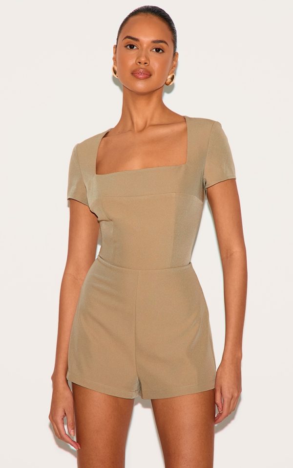 Mushroom Tailored Woven Square Neck Romper