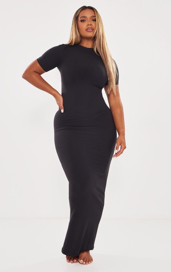 Shape Black Sculpted Short Sleeve Maxi Dress