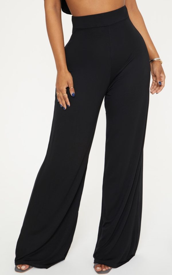 Shape Black Jersey Wide Leg Pants