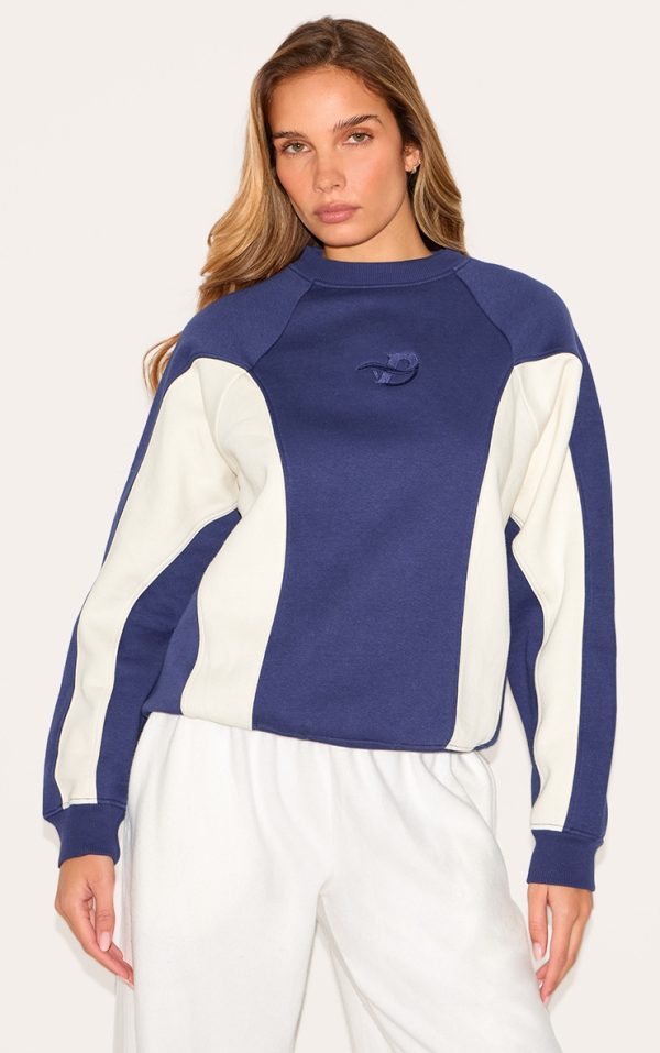 Navy Sport Collective Contrast Binding Sweatshirt