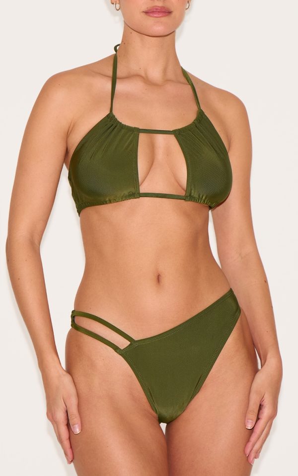 Khaki High Leg Bikini Bottom