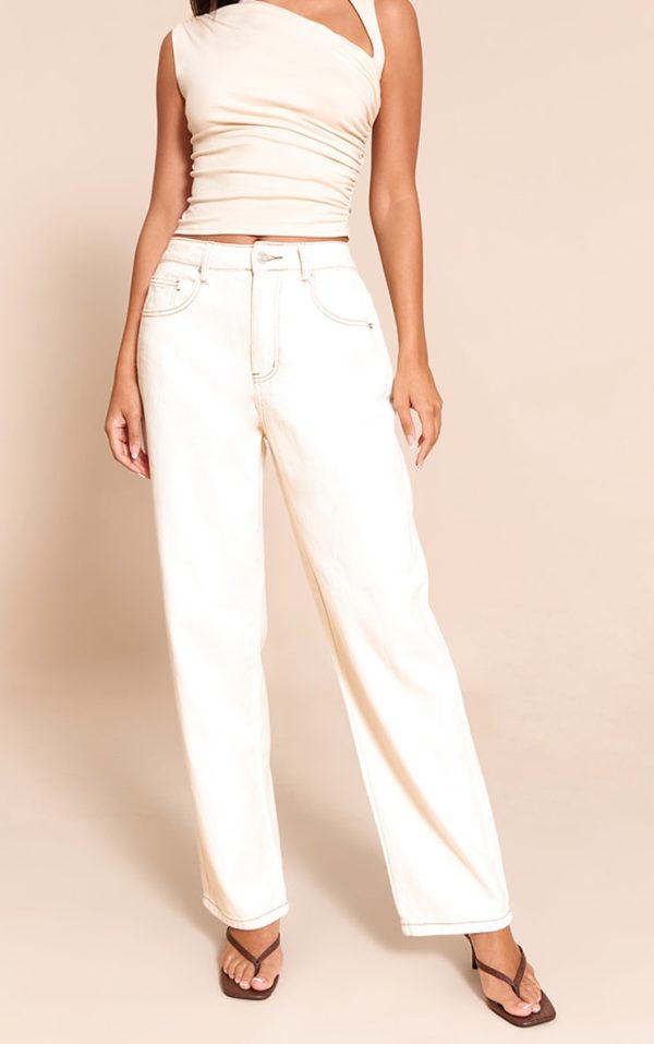 Ecru High Waist Boyfriend Jeans