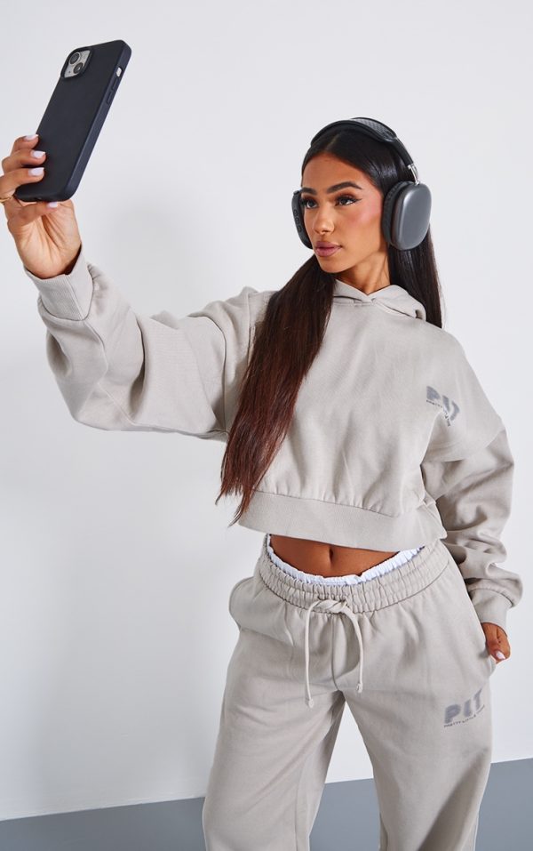 Petite Premium Stone Printed Boxy Hoodie