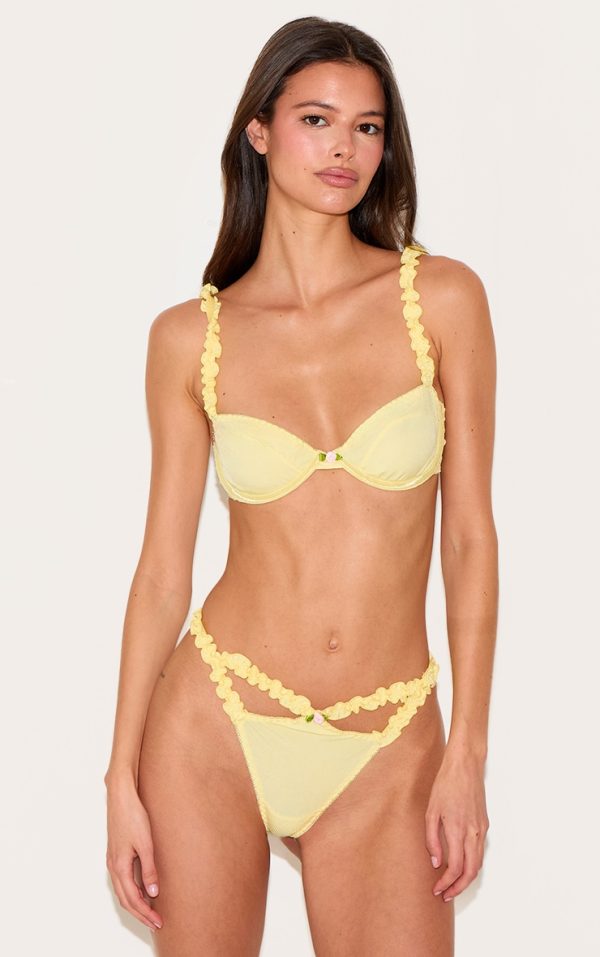 Lemon Ribbed Frill Underwired Lingerie Set